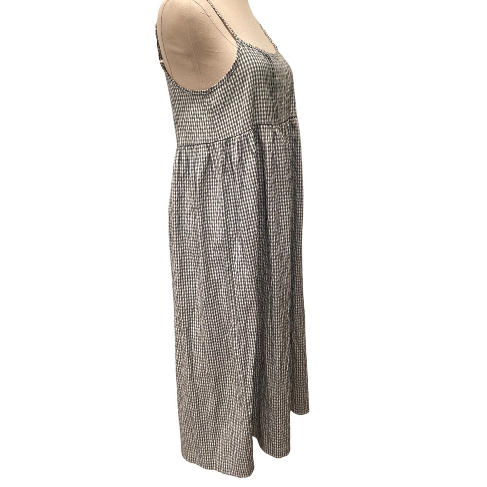 Green White Gingham Midi Sundress Cotton Adjustable Straps Dress - Medium - Picture 4 of 11